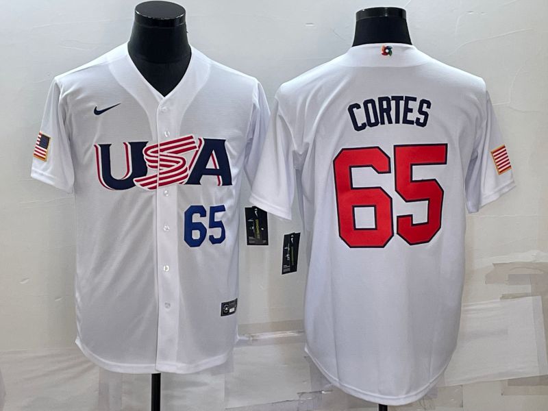 Men 2023 World Cub USA #65 Cortes White Nike MLB Jersey->more jerseys->MLB Jersey